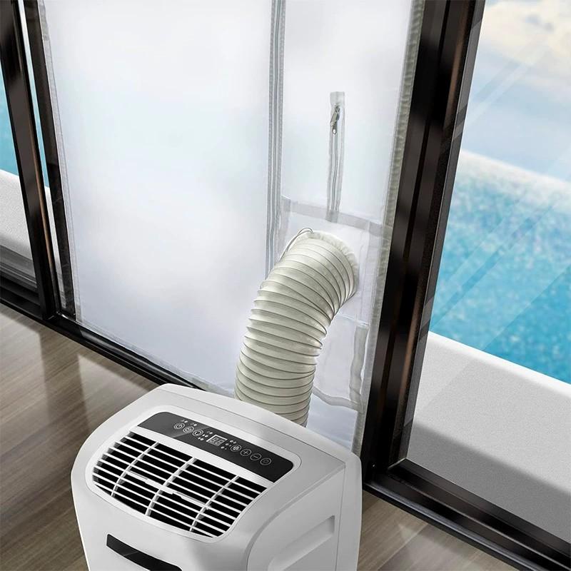 Portable  Conditioner Window Seal,500CM AC Casement Window Seal Kit, Hot  Stop  Exchange Guards with Zip and Adhesive Fastener Works with Tumble Dryer