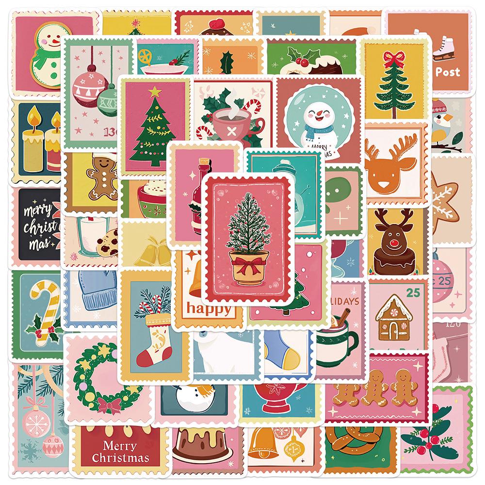 50 Cartoon Christmas Stickers for Laptops, Notebooks, Guitars, and DIY Projects