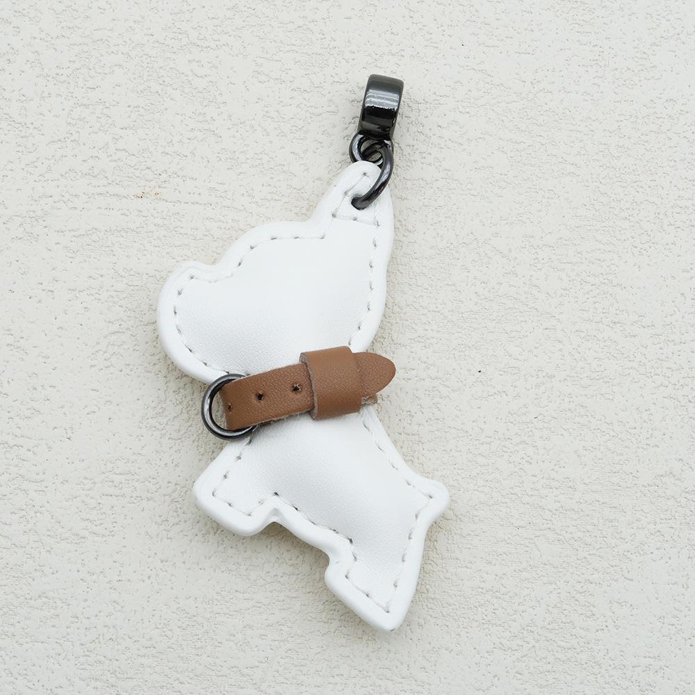 Handmade French Bulldog Genuine Leather Keychain with Anti-Lost Woven Rope Lanyard.