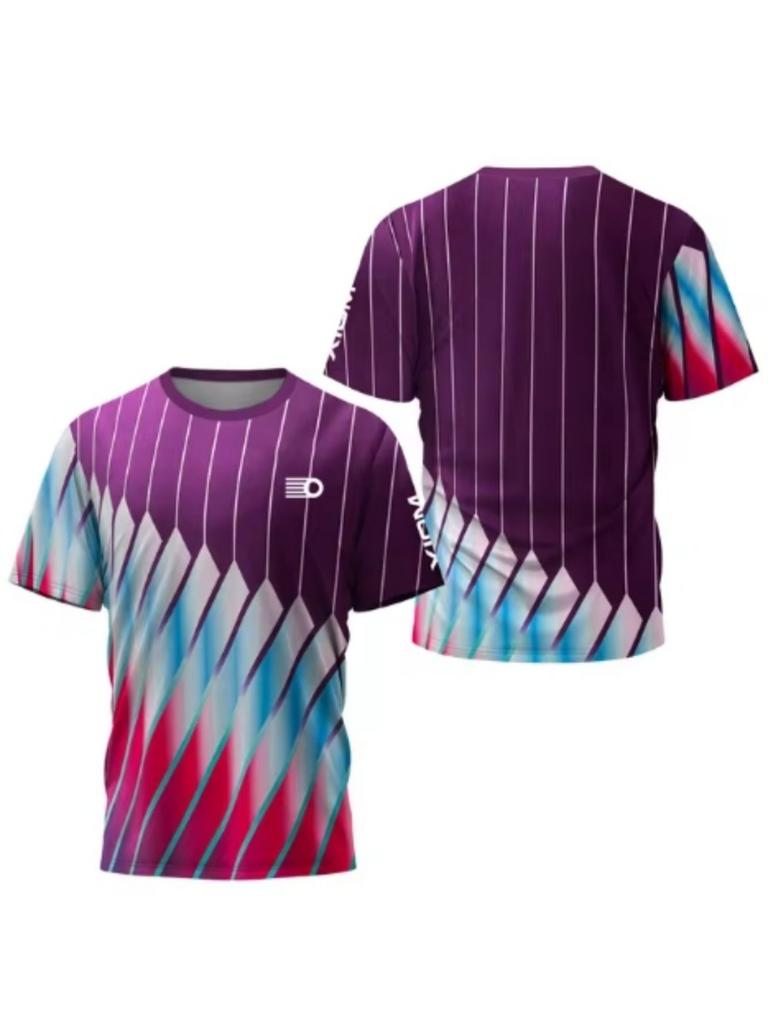 Summer 3D Printing Neon City High Performance Men's Table Tennis T-shirt Summer Badminton T-shirt Men Top Table Tennis Club Quick Dry Short Sleeve