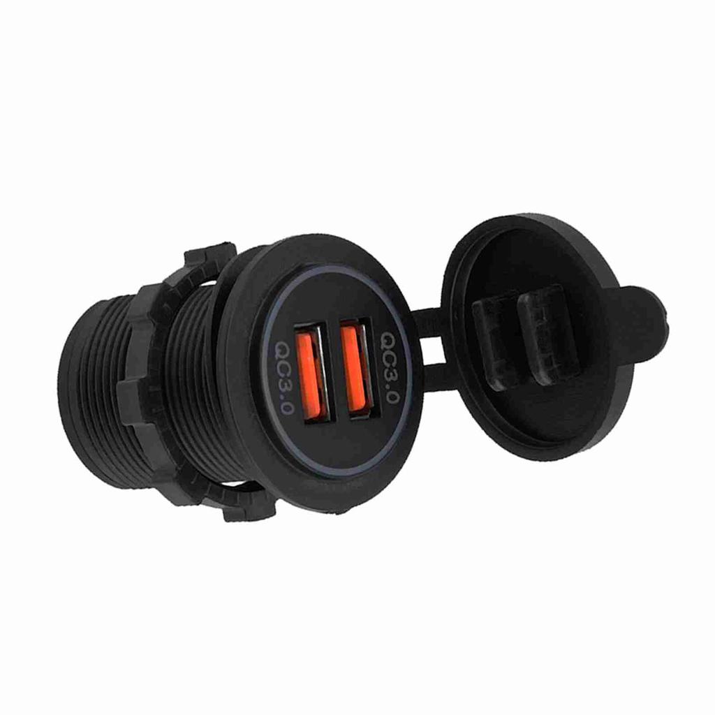 Dual QC3.0 Quick Charge Dual USB Charger Socket Power For 12 24V Car Motorcycle Boat