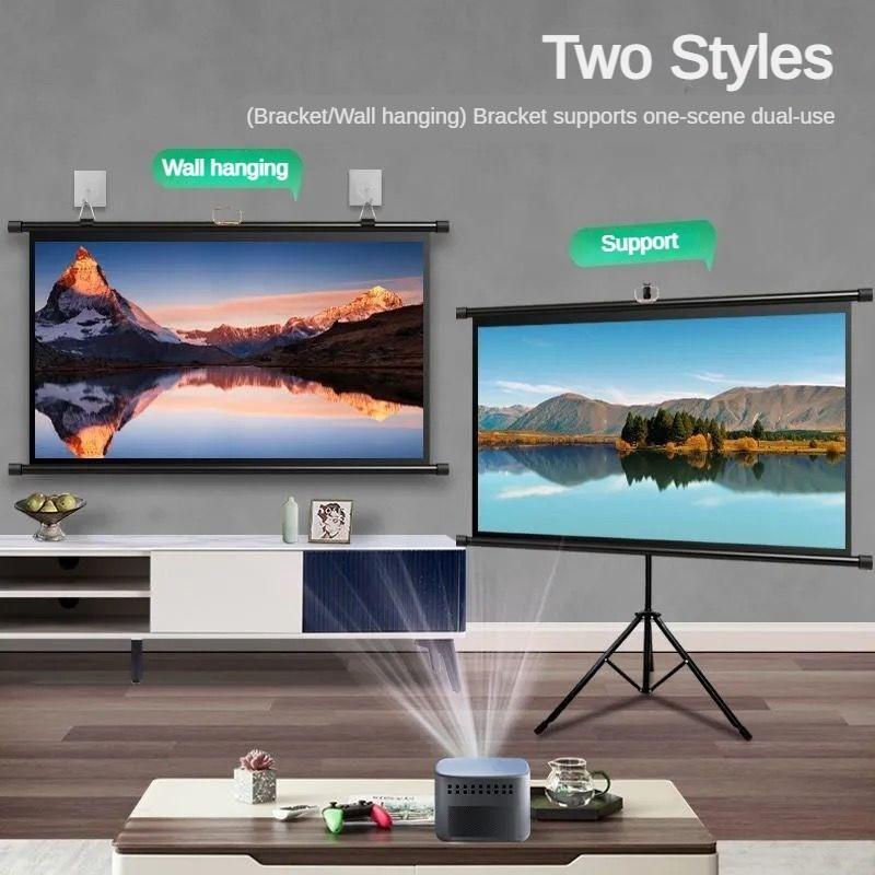 60/72/84 Inches Projection Screen Entertainment Projector Curtain HD Mobile Portable Tripod Screen
