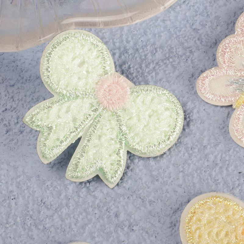 Original Embroidery Label Accessories Self-Adhesive Patch Sticker Mesh Bow Clothing Accessories Patch Embroidery Sticker Cloth Sticker