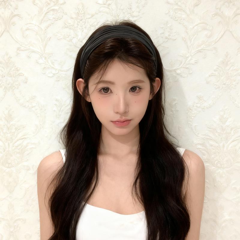 Elegant Solid Color Pleated Wide Headband - Versatile Korean Hair Accessory