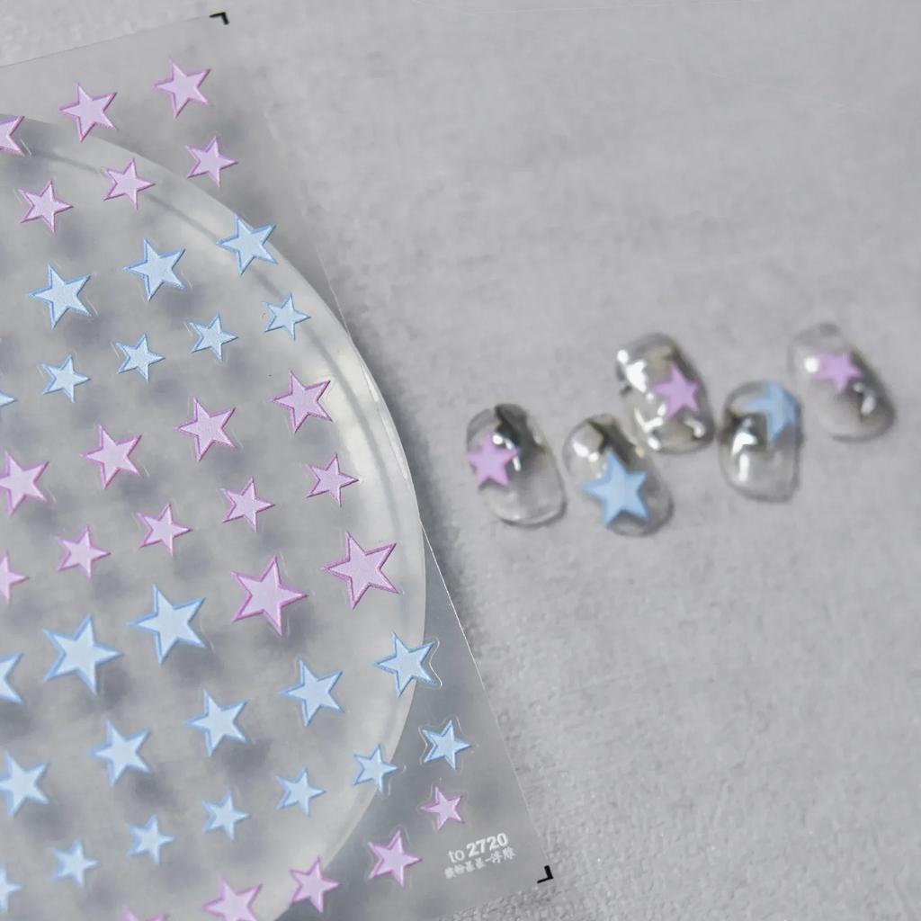 Charming Hollow Stars Love Geometric Five-pointed Star Self Adhesive 5D Nail Art Decorations Stickers Shiny Manicure Decal