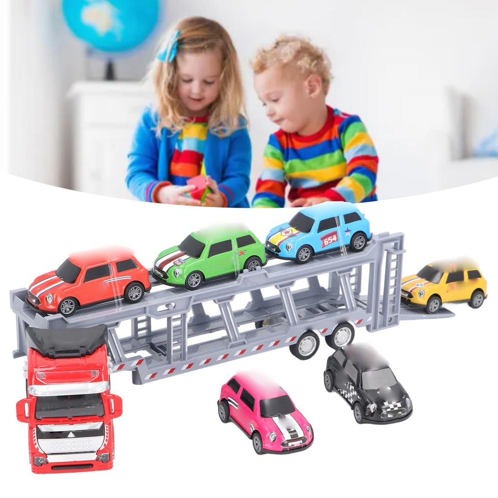 Transport Car Carrier Truck Toy with 6 Small Car for Kids Pull Back Detachable Interactive Toy Carrier Truck