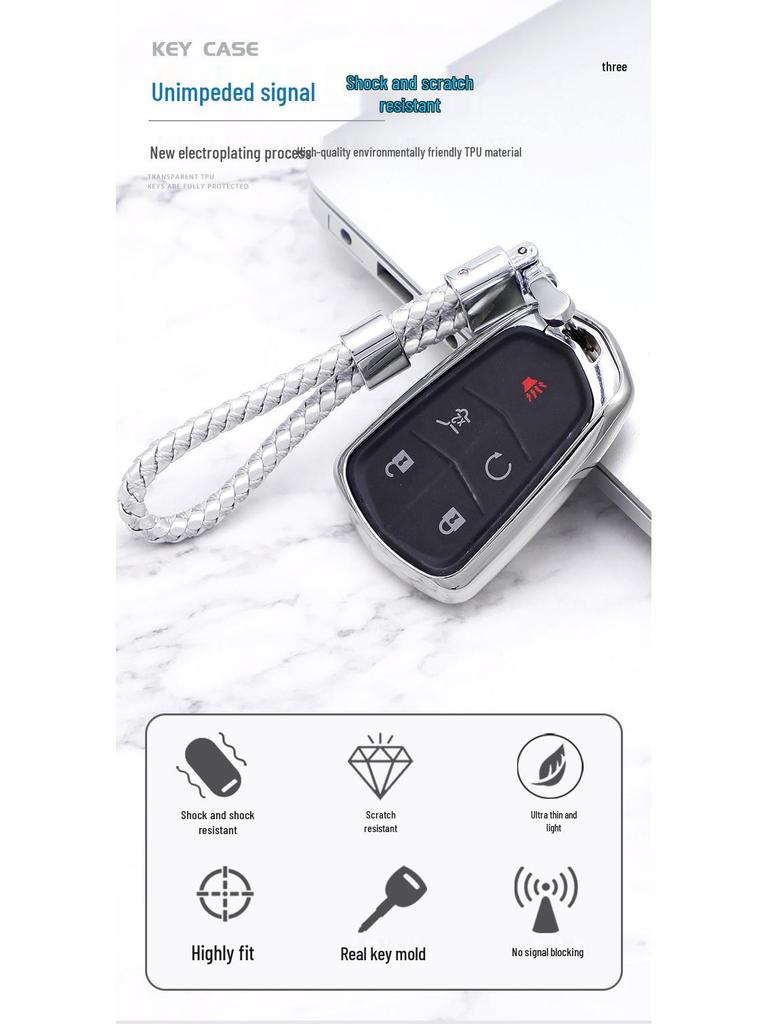 Cadillac Key Case: Fits XT5, XT4, CT5, XT6, ATS-L - Half-Pack Keychain Included