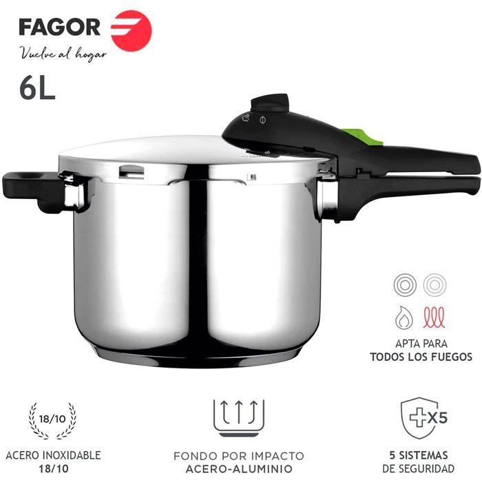 Autocuiseur 6 Litres, Induction, Acier Inoxydable 18/10, 2 Niveaux De Pression FAGOR Rapid Xpress 6 Argent 800062
