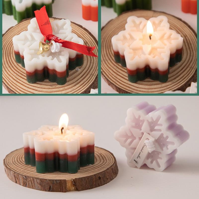 1Pcs Christmas Souvenirs Snowflakes Aromatherapy Candles Winter Home Decorations Holiday Gifts