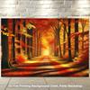 1 Piece of 2D Background Fabric a Colorful Forest Path In Autumn Suitable for Living Room Bedroom and Office.