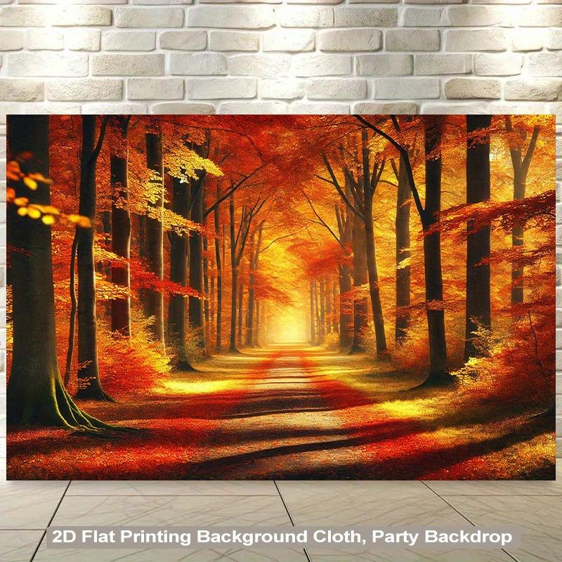 1 piece of 2D background fabric, a colorful forest path in autumn, suitable for living room, bedroom and office.