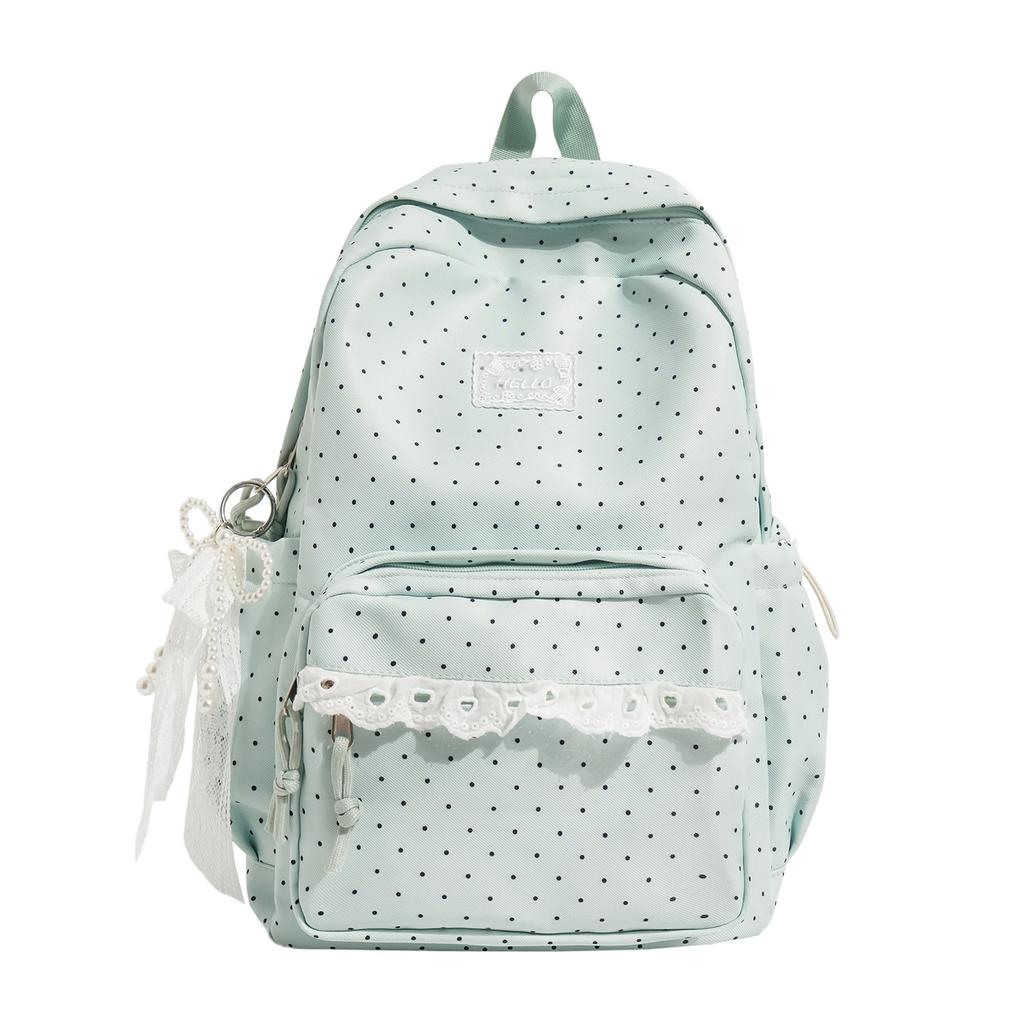 Schoolbag Lace Dot Art Small Fresh Wind Junior High School Student Backpack Girls School Bag Versatile Lightweight Travel Backpack