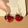 Autumn and Winter Retro Zircon Bow Resin Cherry Earrings, Earrings, Exquisite Niche Earrings.