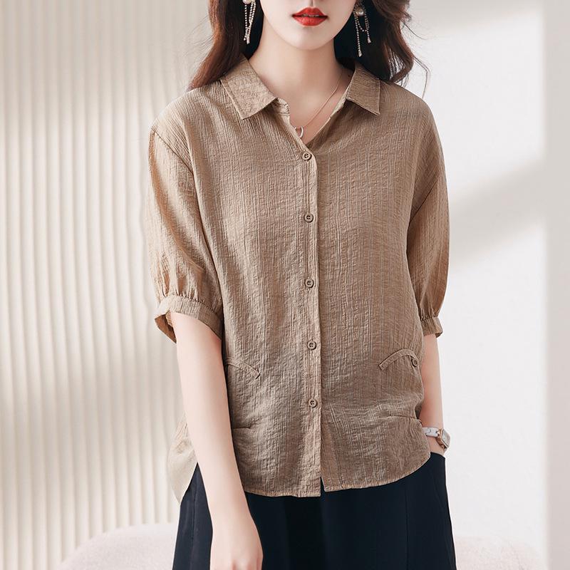 Chic Youthful Tencel Women's Summer Short Sleeve Loose Casual Top 2025 Style