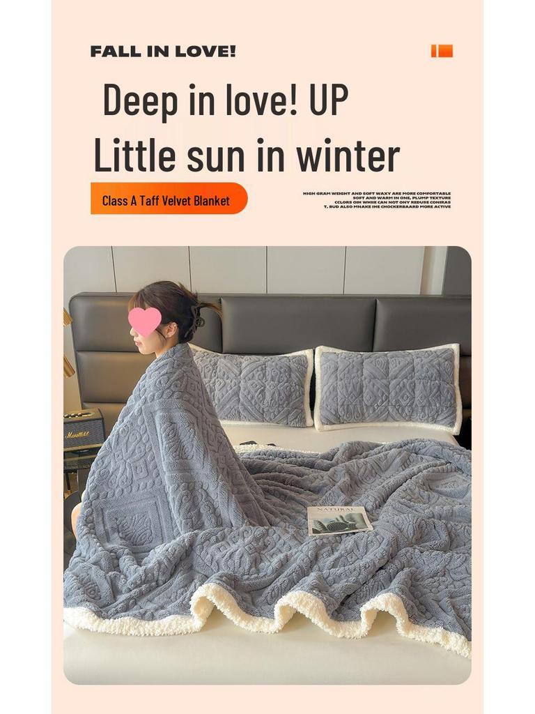 2025 Autumn/Winter Taffeta Fleece Duvet Cover & Blanket Combo for Home/Office