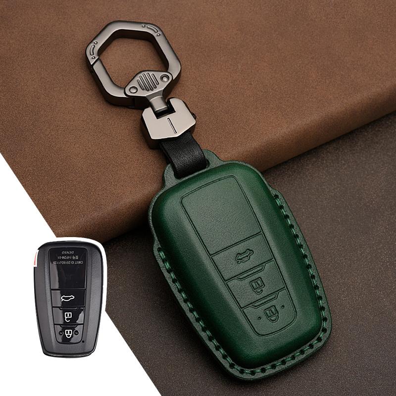 Leather Key Case Cover Shell For Toyota Camry Corolla FJ Land Cruiser RAV4 Prius Sienna Prado CHR Avalon GT86 Protector Keychain