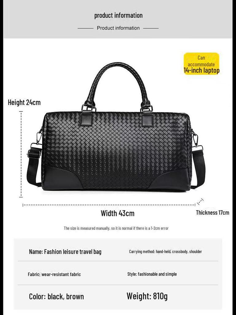 New Spring/Summer Large-Capacity Woven Handheld & Messenger Travel Bag for Leisure & Business