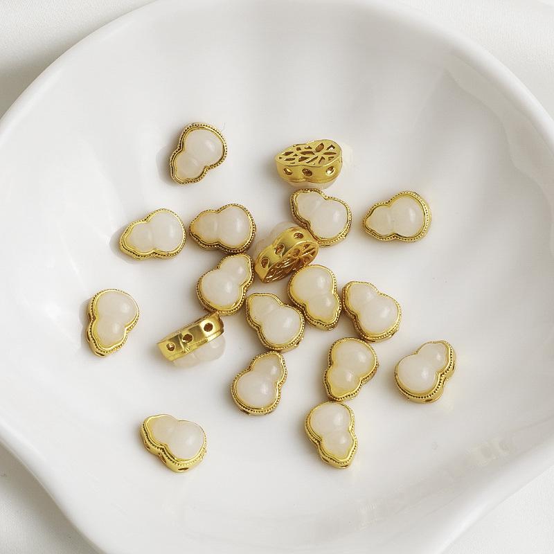Gold-Plated Jade Gourd Beads Bracelet for DIY Jewelry and Necklace Making