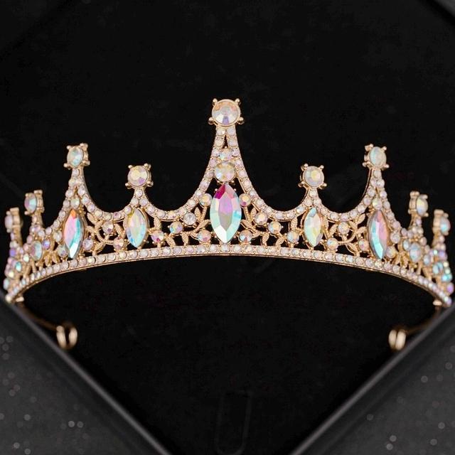 Gold AB Crystal Tiaras And Crowns Rhinestone Prom Diadem Crown For Women Bridal Wedding Hair Accessories Jewelry Crown Tiara