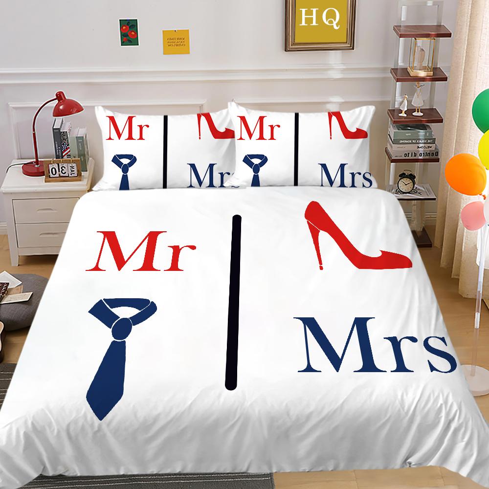3D Valentine's Day Bedding Set King Queen Bed Duvet Cover Pillowcase 2/3pcs Newlywed Couple Duvet Cover Soft and Quick Drying Home Textile
