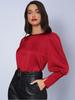 Camicia da Donna in Raso con Maniche a Lanterna in Seta Sintetica - Stile Vacanza Autunnale