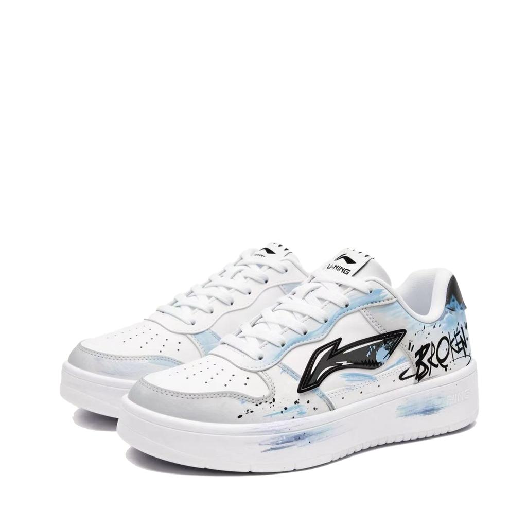 Li Ning Blue Scarp, Box Cushioning Low top Skateboard Shoes Men's White Blue AGCS419-1(TeamM--BOX)