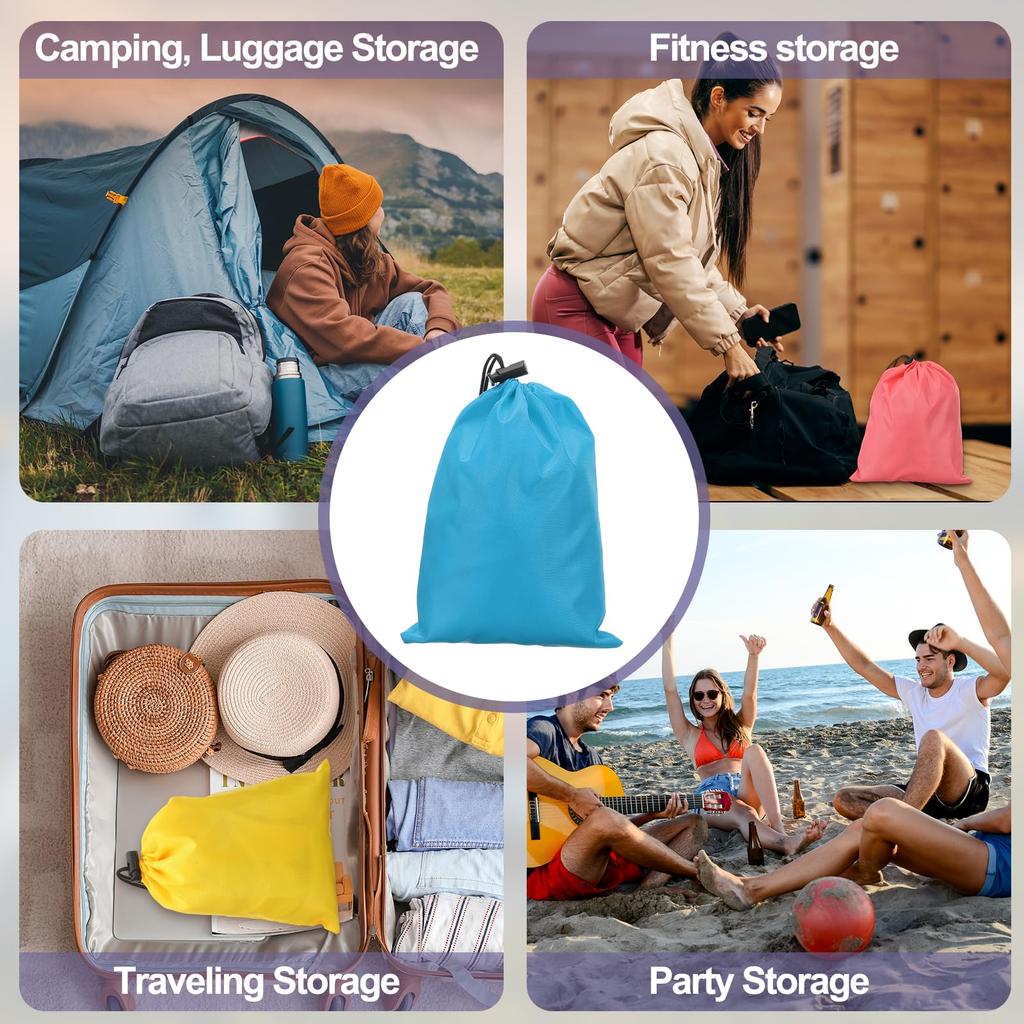 Uxcell 210D Polyester Drawstring Bags with 6x8 Waterproof Travel Storage Foldable Cinch Sacks for and Clothing Sky Blue 5-Pack Toggles, Inch, Bags,