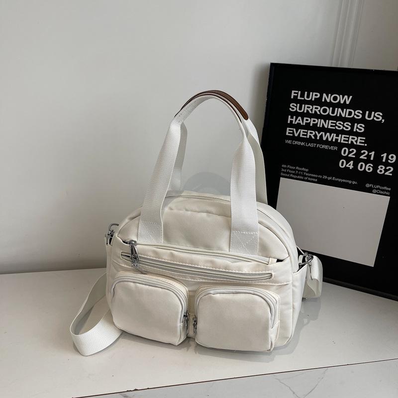 New Korean Style Texture Simple Crossbody Bag Multi Pocket Casual Bowling Bag Oxford Fabric Retro Versatile Shoulder Bag