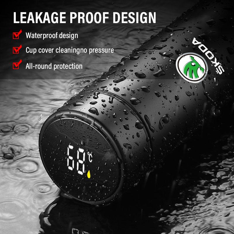 500ml Chytrý termo hrnek s filtrem na kávu, termoska na nápoje, ukazatel teploty pro Škoda Yeti Fabia Kodiaq Kamiq Superb Octavia Enyaq Rapid Karoq Derivati