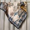100% Mulberry Silk Scarf 110cm Square Floral Print Luxury Shawl Women