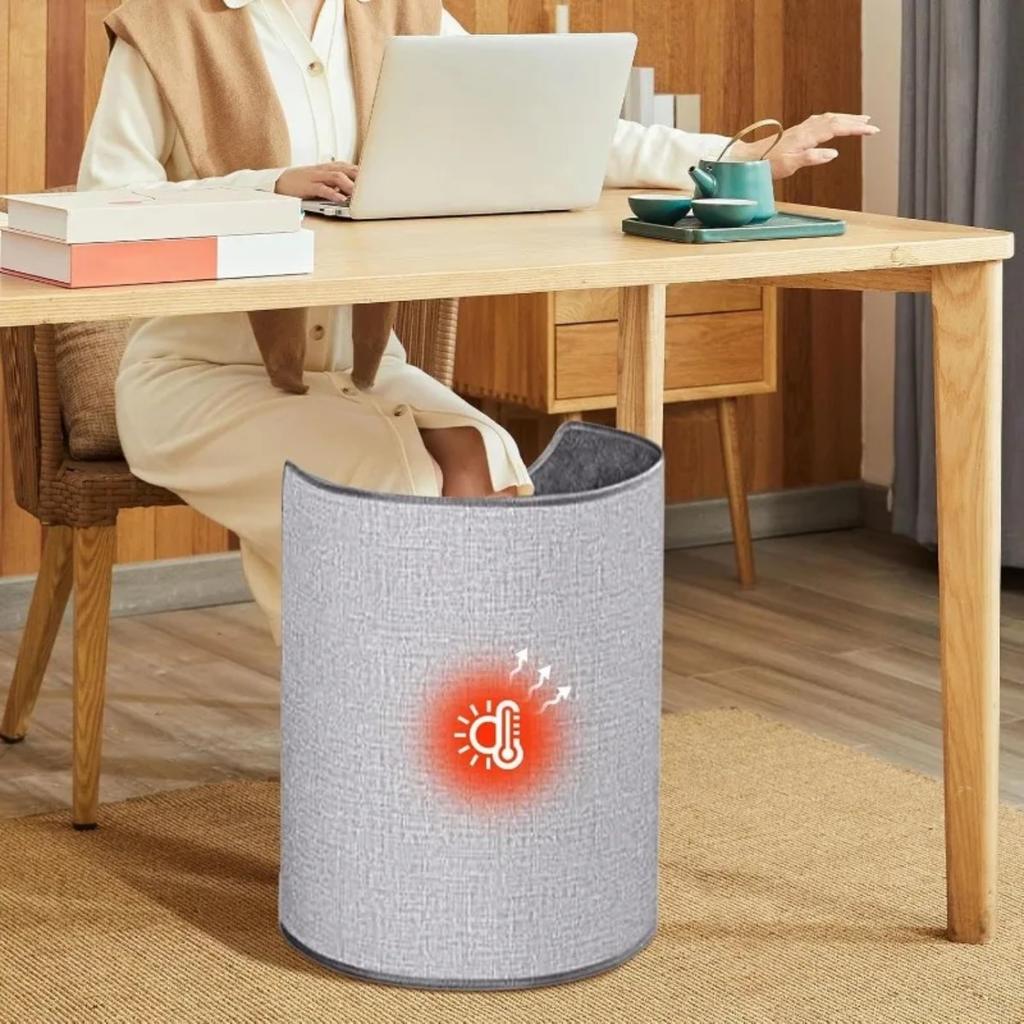 HOMZY Silent Foldable Leg Warmer Pro - Under Desk Electric Foot Heater with Thermostat & Auto Shut Off for Office Home Timer