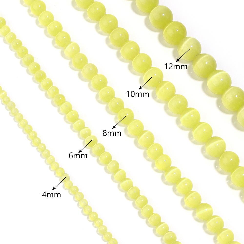Perline rotonde in pietra sciolta di opale giallo chiaro per la creazione di gioielli fai da te, ciondoli fatti a mano, filo da 15''