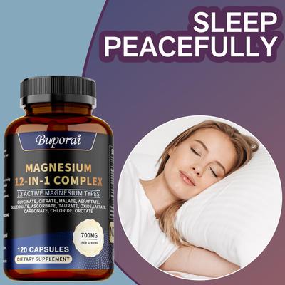 Complexe Magnésium 12 en 1 - Glycinate de Magnésium, Citrate, Malate, L-Thréonate