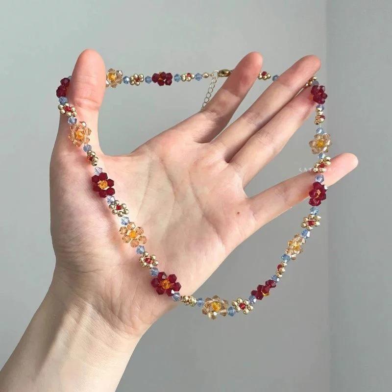Collana con Perline di Conchiglie Colorate a Doppio Strato Boemia Usata