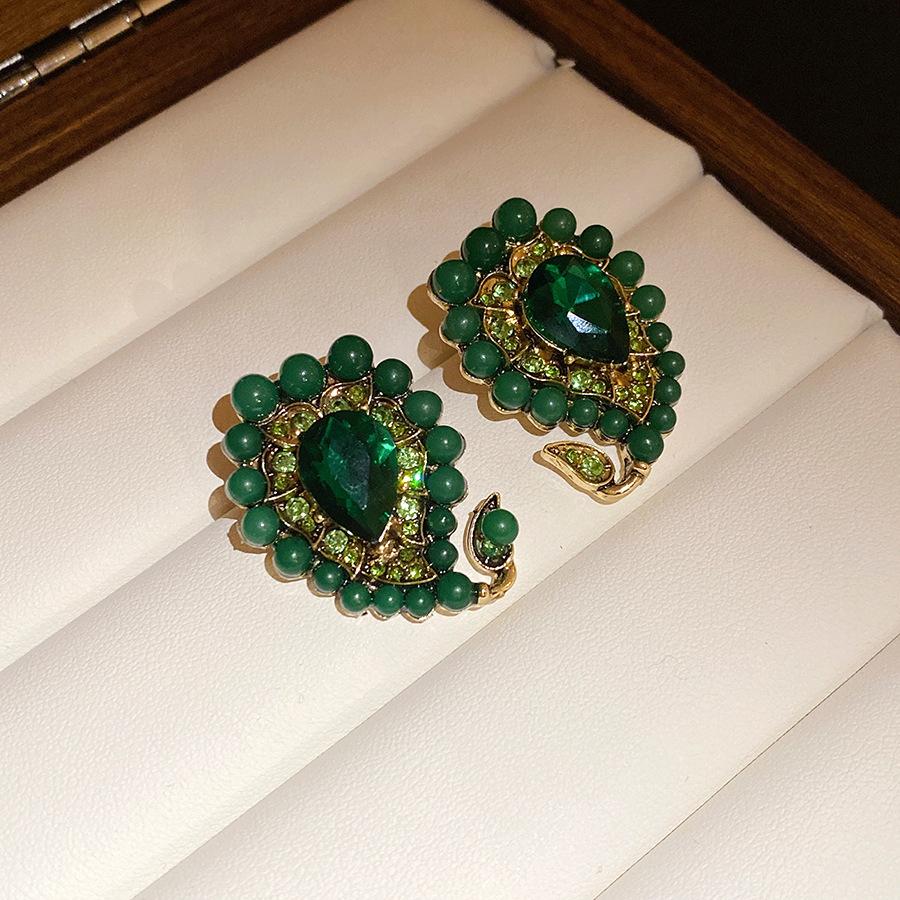Bracelet rond fleuri européen et américain serti de diamants, boucles d'oreilles, collier, collier et ensemble de bijoux rétro pour femmes.