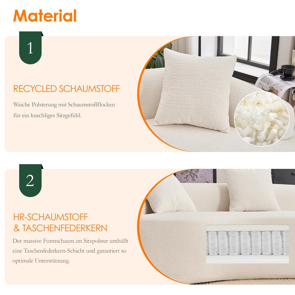 Modular Curved Sofa, Compressed Sofa, Chenille Modern In a Box, 4-Seater, Comfortable & Stylish for Living Room & Apartment, Requires Installation.