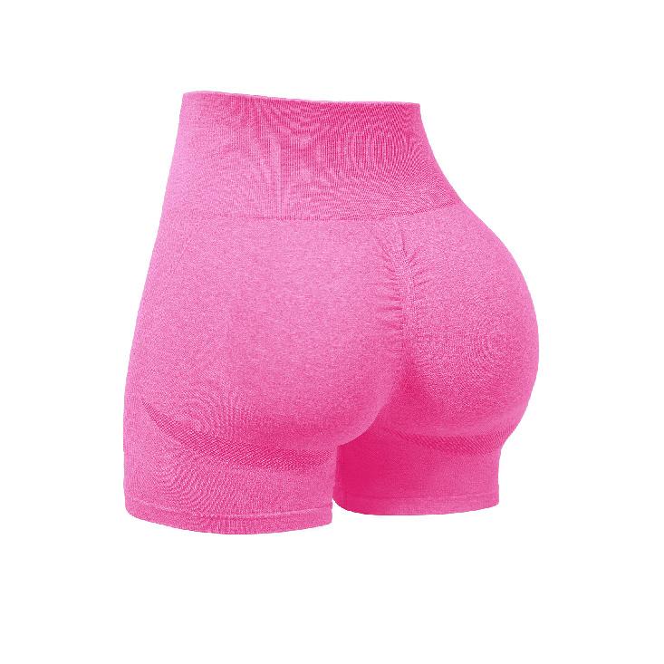 

Бесшовные шорты для йоги, облегающие спортивные штаны для йоги, фитнес-шорты для бега для женщин с персиковым смайликом L розы красного