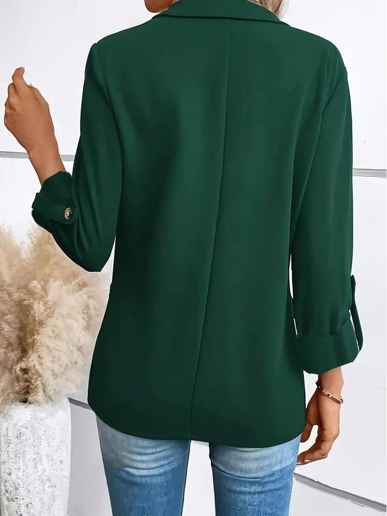 Women's Solid Color Long-Sleeve Suit Jacket - Autumn & Winter Fashion