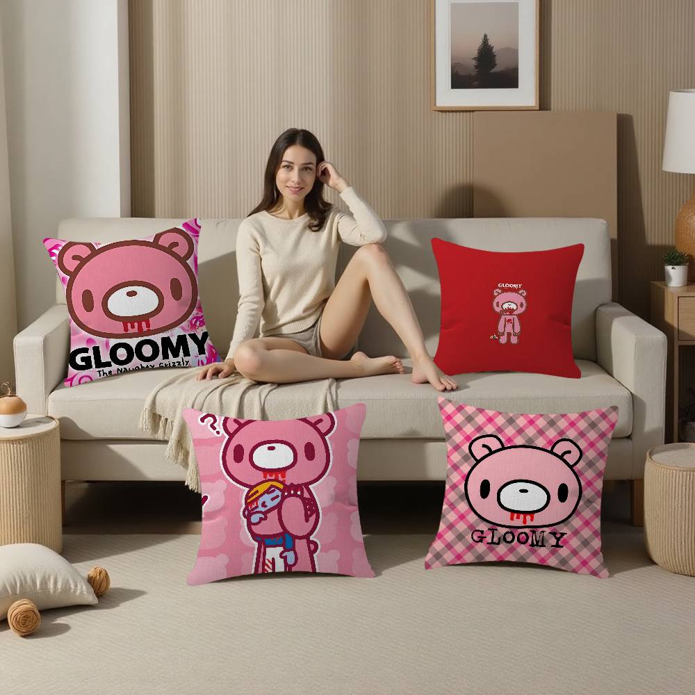 G-Gloomy B-Bear Personalized Pillow Cover Kids Bedroom Wild Party Decor Pillowcase Kid Birthday Shower Gift