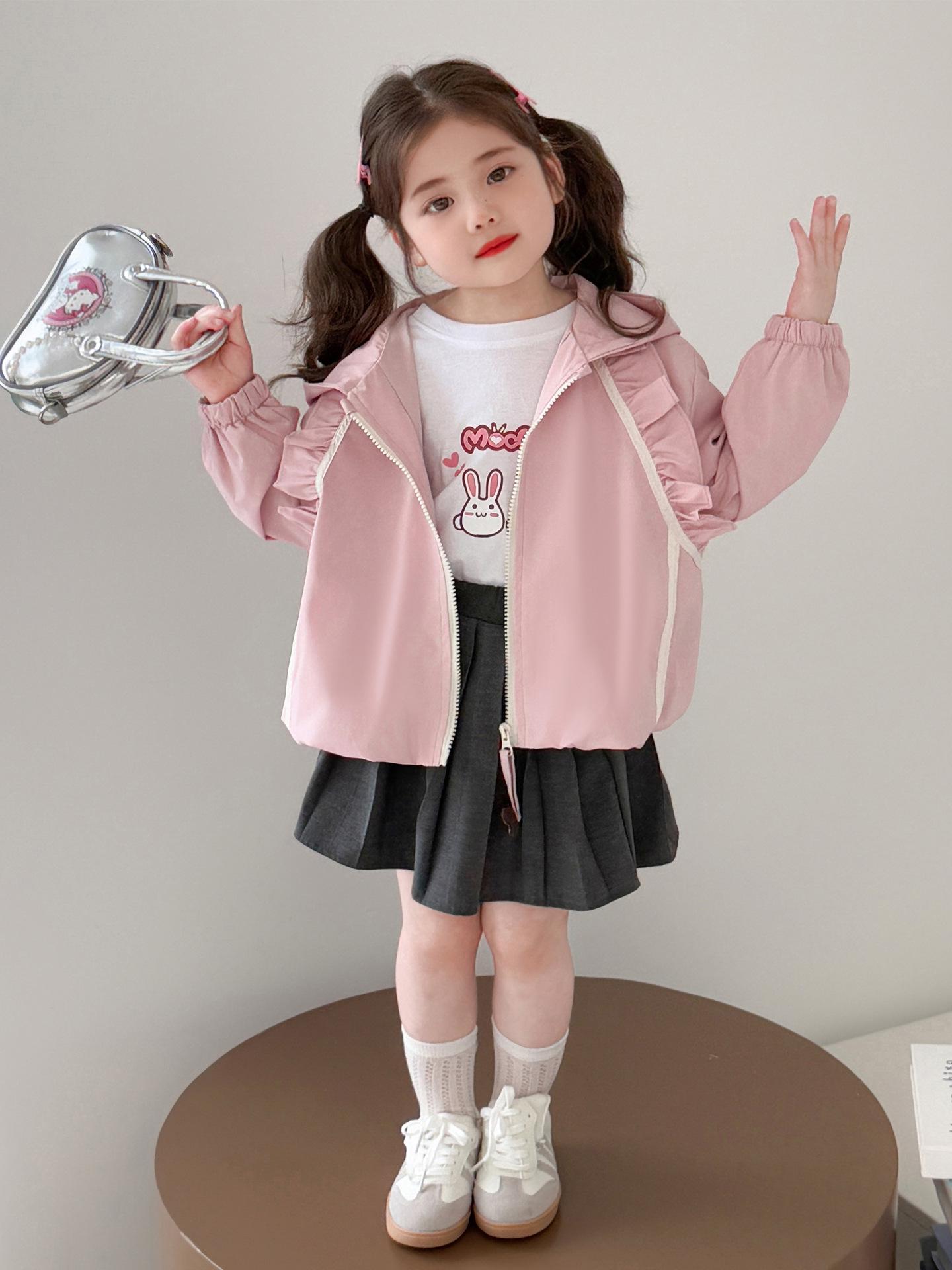 

2025 Осень Девочки Сладкая Куртка с Капюшоном и Бантом - Детская Мода в Корейском Стиле 130cm розовый