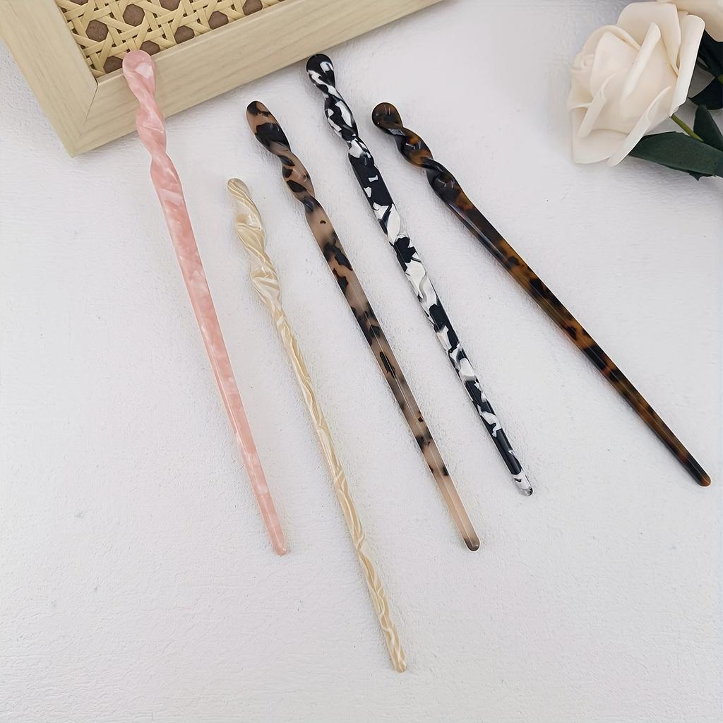 7.09inch Spiral Tortoiseshell-Colored Acetate Hairpin