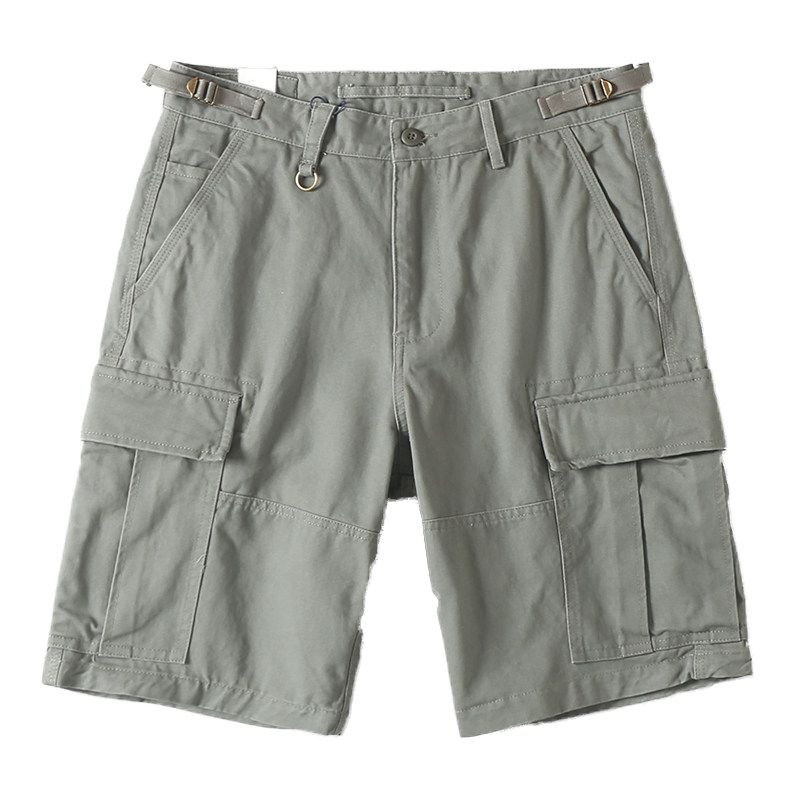 Heavyweight Pure Cotton Thick American Retro Loose Straight-Leg Work Shorts Summer Casual Multi-Pocket Men's Knee-Length Shorts