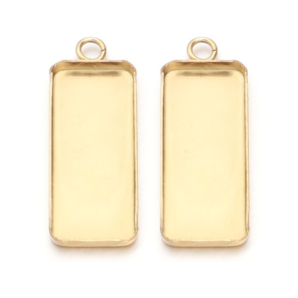 10pcs 10x25mm Stainless Steel Rectangle Blank Tray Pendant Cabochon Base For Jewelry Making DIY Necklace Pendants Acccessories