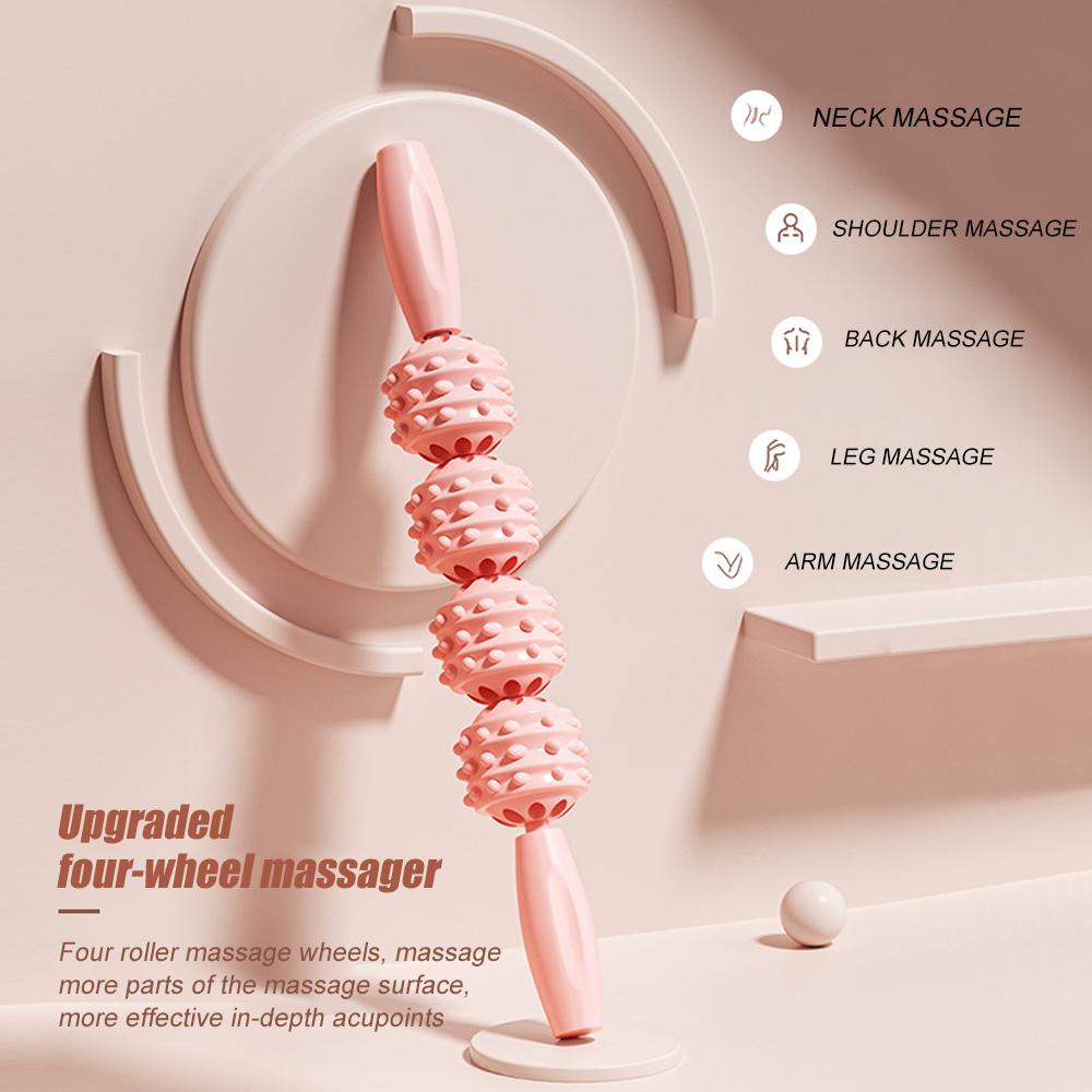 Durable And Safe 1Pc 4 Four Wheel Yoga Stick Massage Roller For Calf Muscle Roller Leg Relaxation Rollerliposuction Roller Massage For Athletes