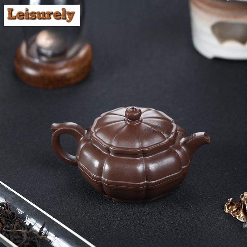 111ml Yixing Purple Clay Teapots Master Handmade Antique Pot Raw Ore Purple Mud Tea Brewing Kettle With Infuser Zisha Tea Set
