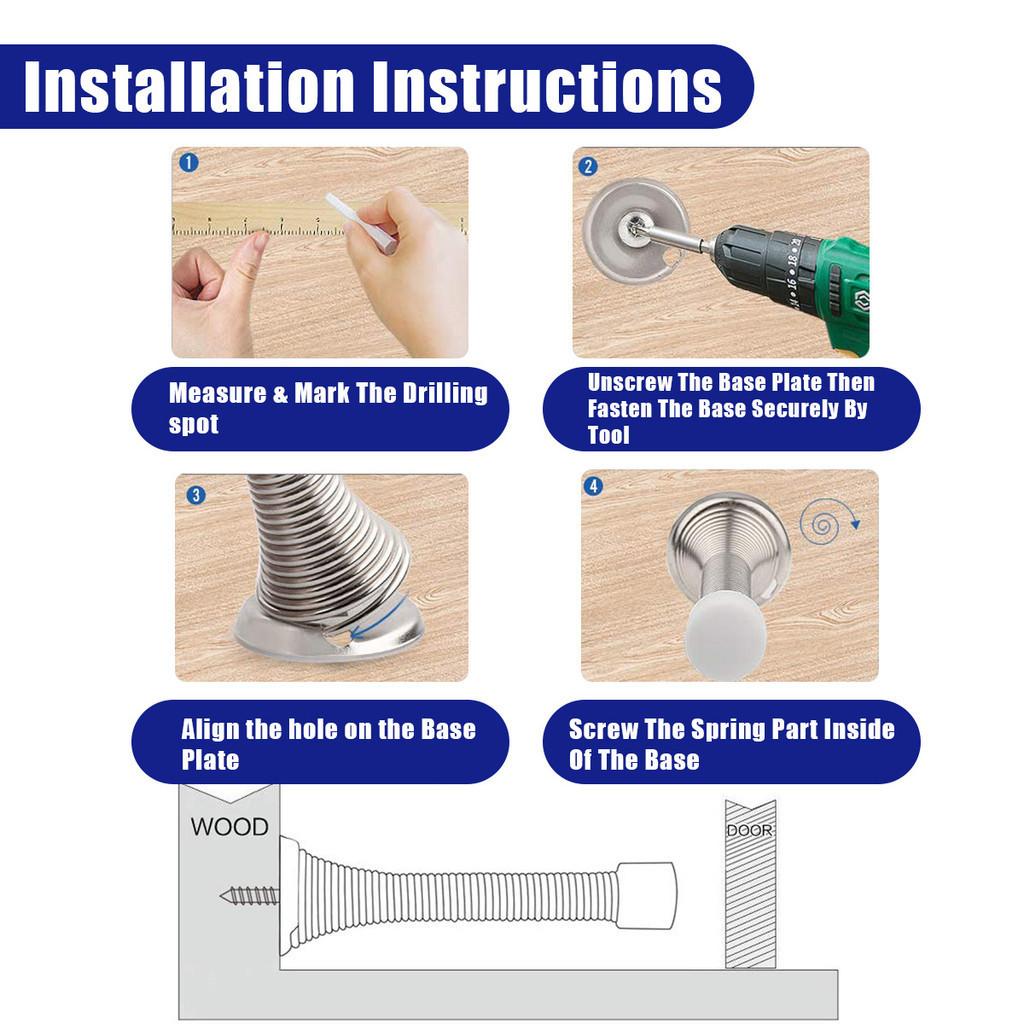 12er-Pack Türstopper mit Feder, gebürstetes Satin-Nickel, flexibler Türstopper mit Feder, Türhalter, Wandschutz, Hardware