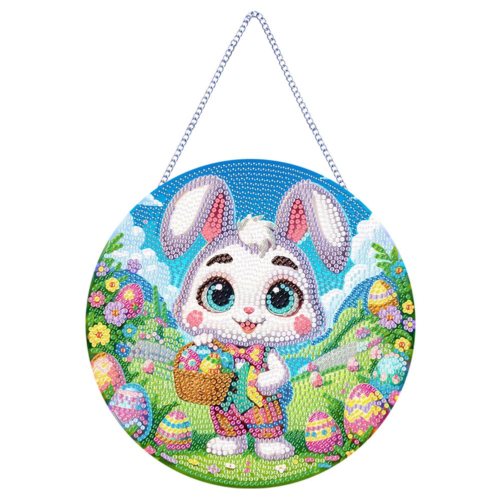 Easter Rabbit Theme 2D Flat DIY Hanging Diamond Art Kits Diamond Painting Set Diamond Art Pendant Home Wall Decoration Crafts
