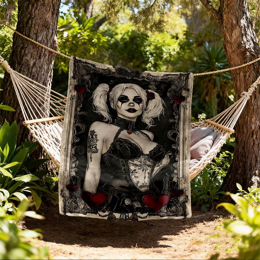 

1pc Harley Quinn Outdoor Blanket - Throw Blanket, Soft , Flannel Blankets, Living Room, Travel, Camping c1209049 80x120cm
