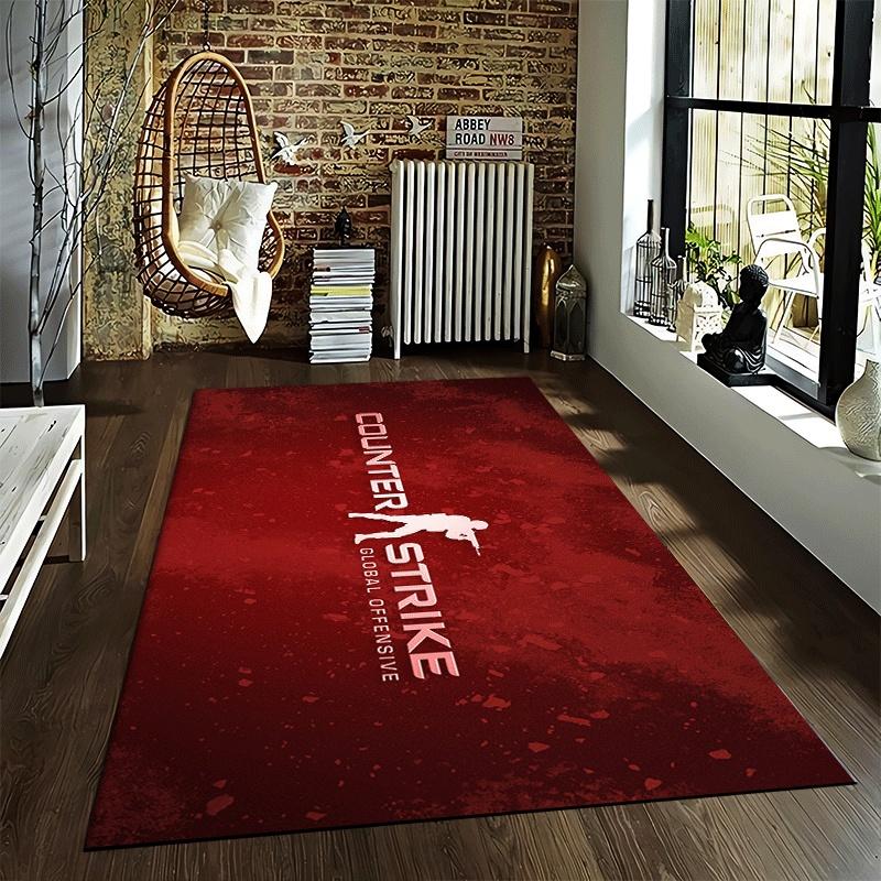 CSGO Game Logo Printed Flannel Carpet, Non-slip, Suitable for Bedroom, Living Room, Children's Room Decoration
