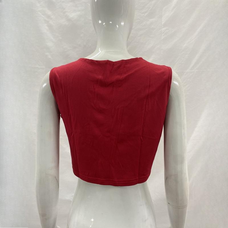 Y2K ausgeschnitten rot personalisiert digital bedruckt ärmellos Sport Damen Weste